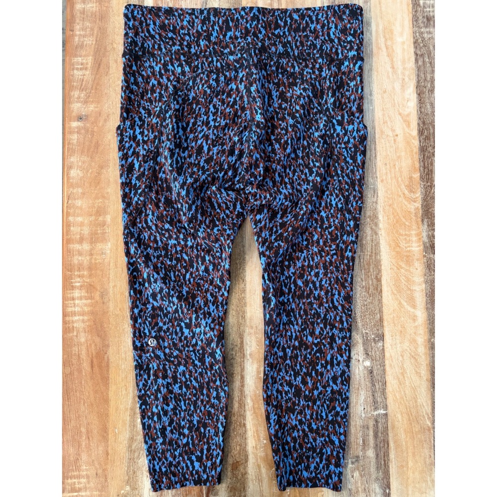 Lululemon Fast and Free 25" Leggings Leopard Camo Blue Brown Multi High Rise 14 - Picture 2 of 12